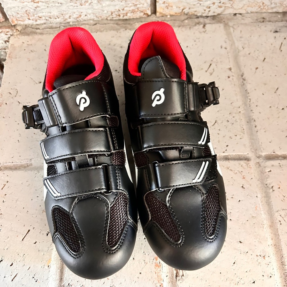 Peloton Cycling Shoes Black Red Indoor Spin Bike Shoes Mens 5 Womens 7 EU 38